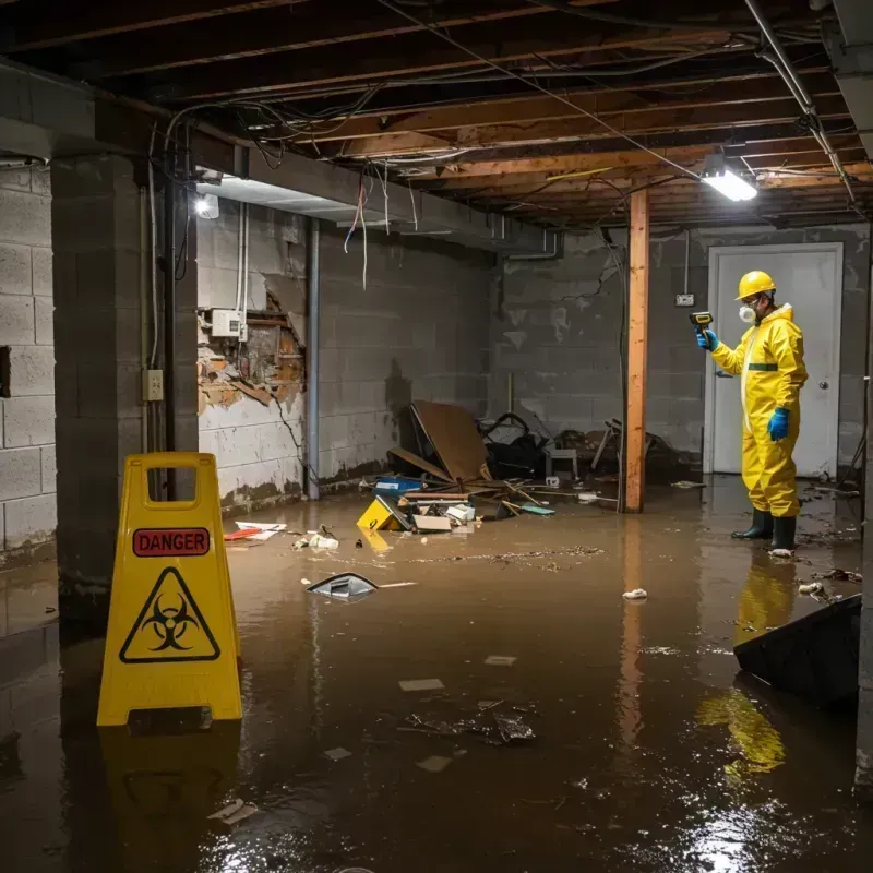 Flooded Basement Electrical Hazard in Edwards County, IL Property